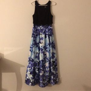 a dress with a black top and a blue skirt!